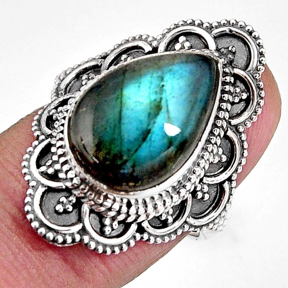 6.58cts natural blue labradorite 925 silver solitaire ring jewelry size 6 p92614