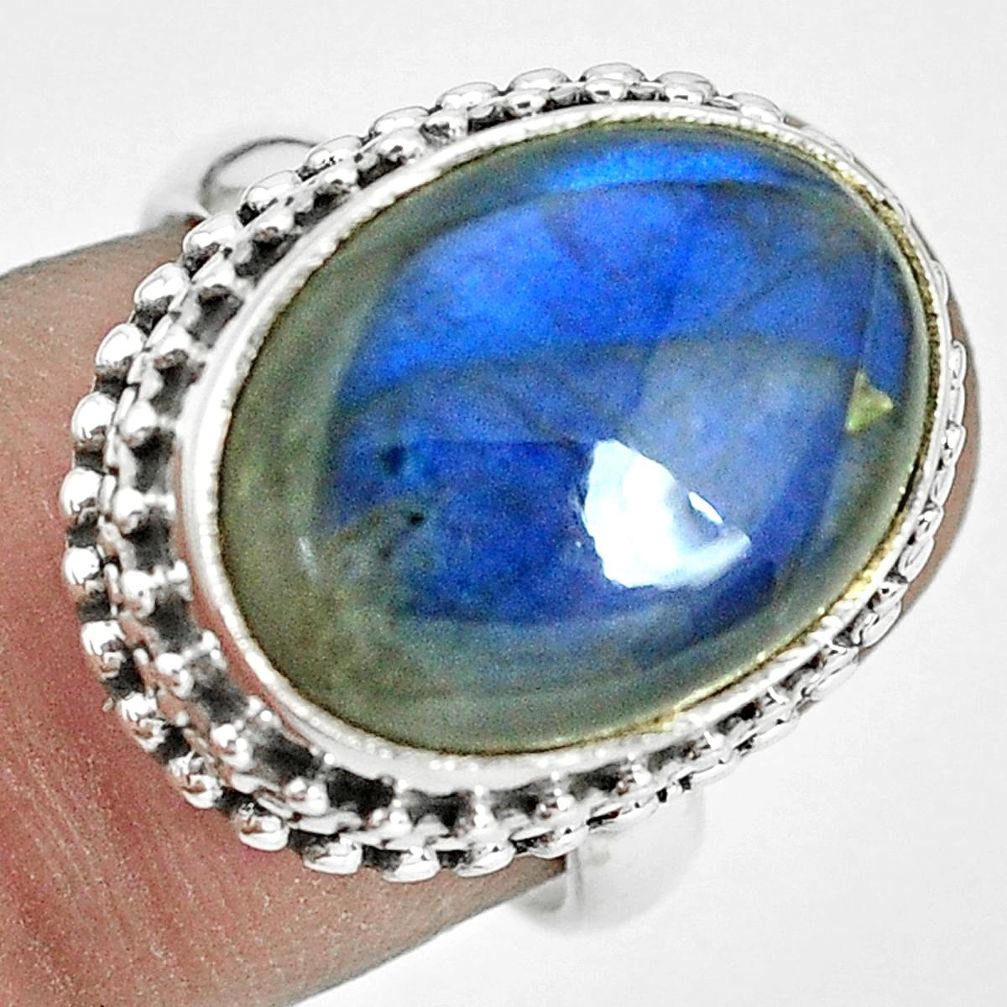 11.83cts natural blue labradorite 925 silver solitaire ring size 7 p32905