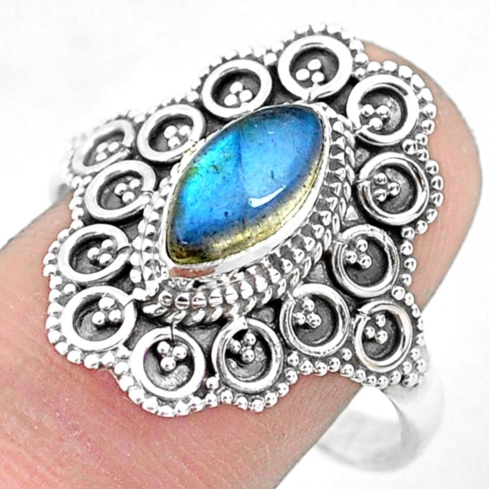 2.54cts natural blue labradorite 925 silver solitaire ring size 10.5 p52354