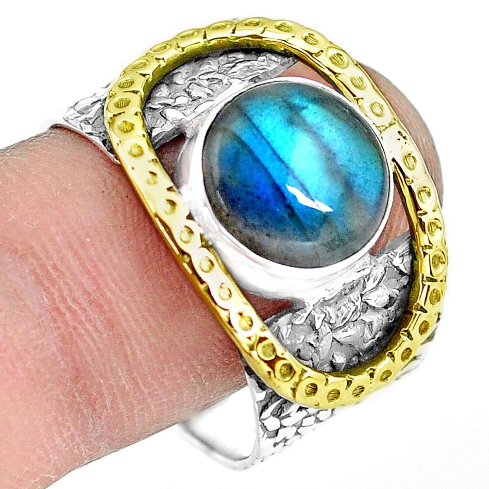 4.86cts natural blue labradorite 925 silver solitaire ring size 9.5 p77135