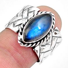 6.14cts natural blue labradorite 925 silver solitaire ring size 6.5 p87979