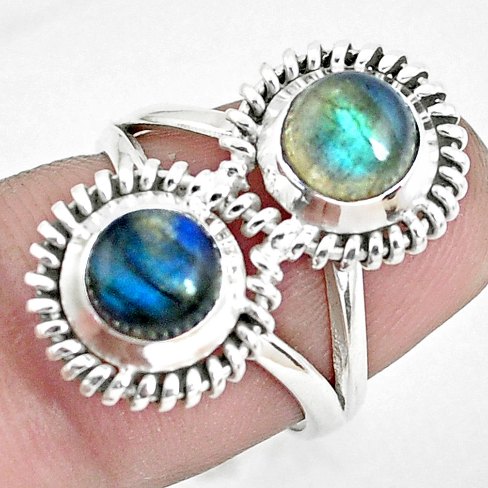 2.46cts natural blue labradorite 925 sterling silver ring jewelry size 6 d31437