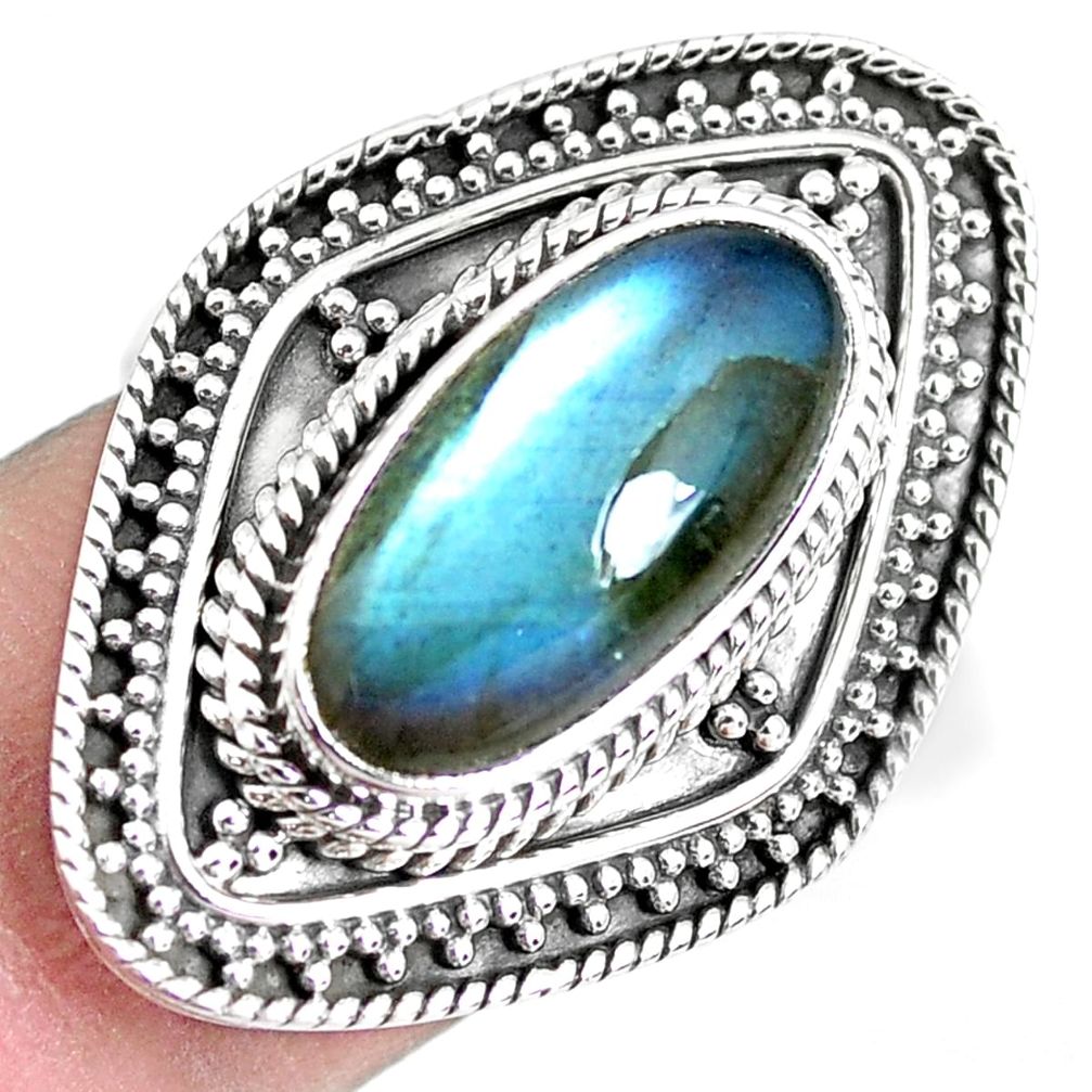 6.78cts natural blue labradorite 925 sterling silver ring jewelry size 8 p45078