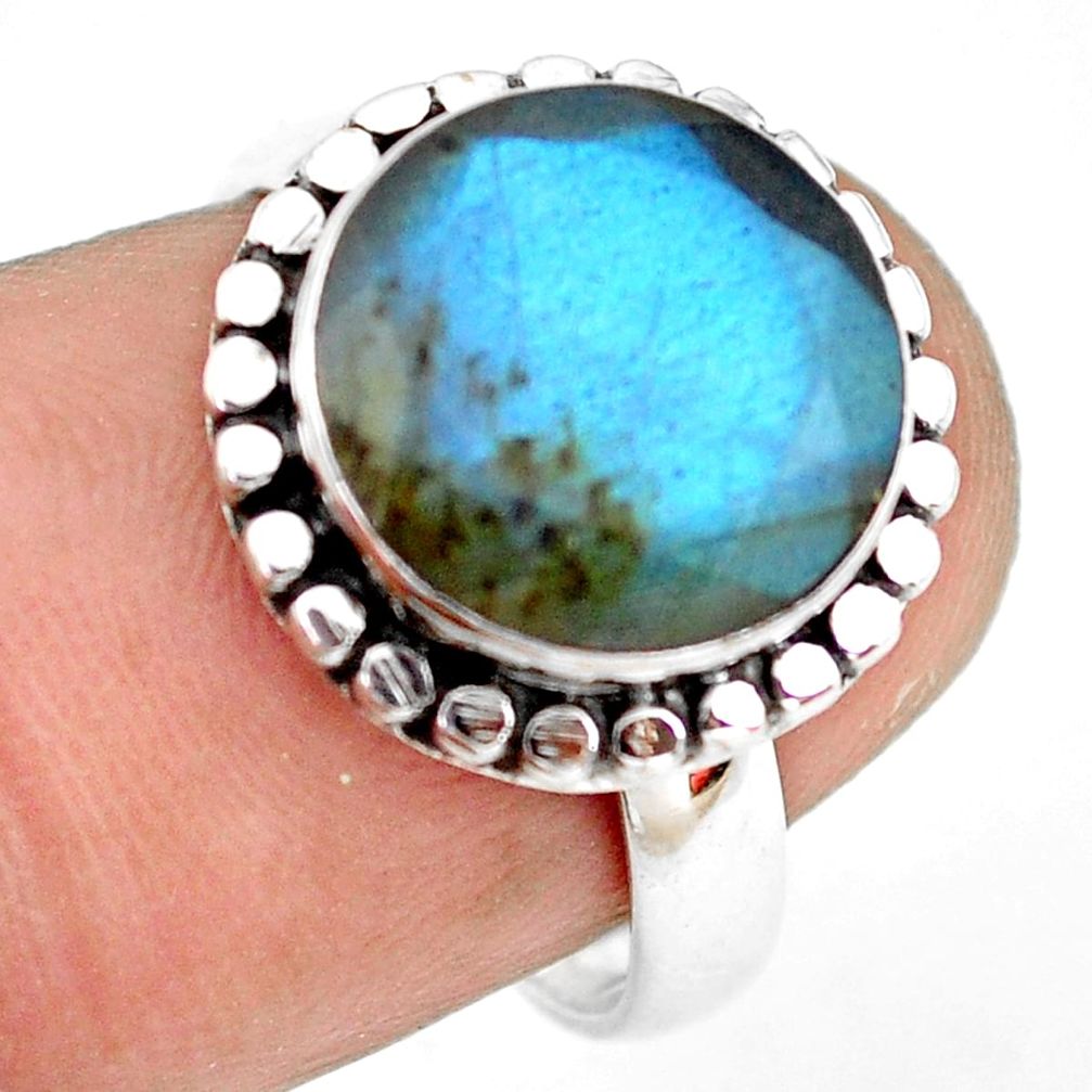 5.38cts natural blue labradorite 925 sterling silver ring jewelry size 7 p74231