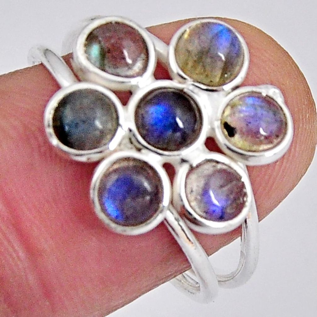 5.51cts natural blue labradorite 925 sterling silver ring jewelry size 8 p89876