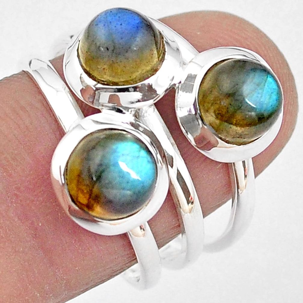 3.41cts natural blue labradorite 925 sterling silver ring size 7.5 p85812