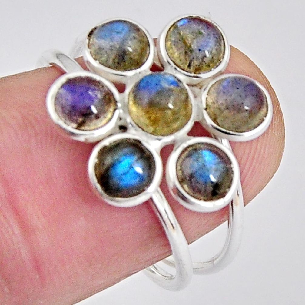 5.51cts natural blue labradorite 925 sterling silver ring size 7.5 p89879