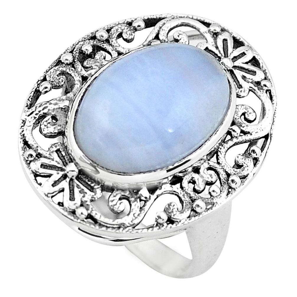 7.07cts natural blue lace agate 925 silver solitaire ring jewelry size 7 p55895