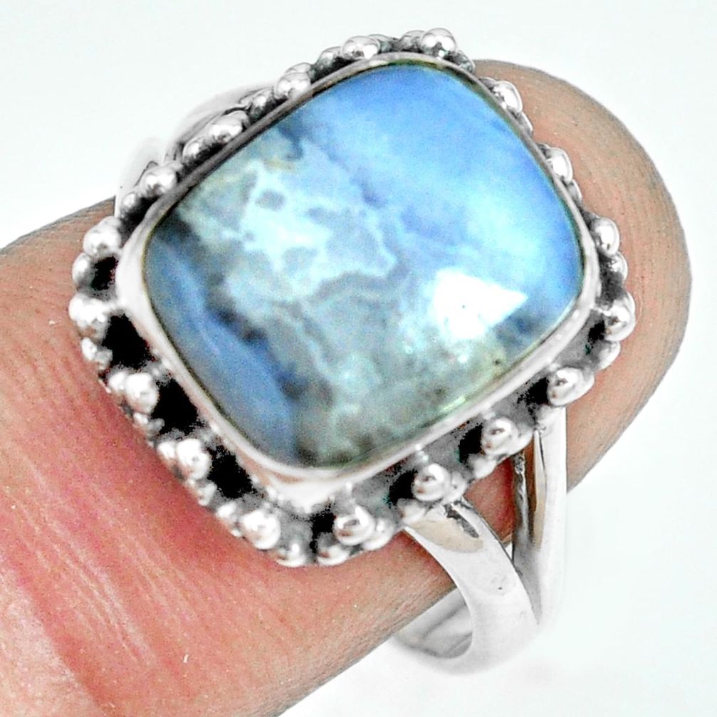 5.75cts natural blue lace agate 925 silver solitaire ring jewelry size 7 p70000