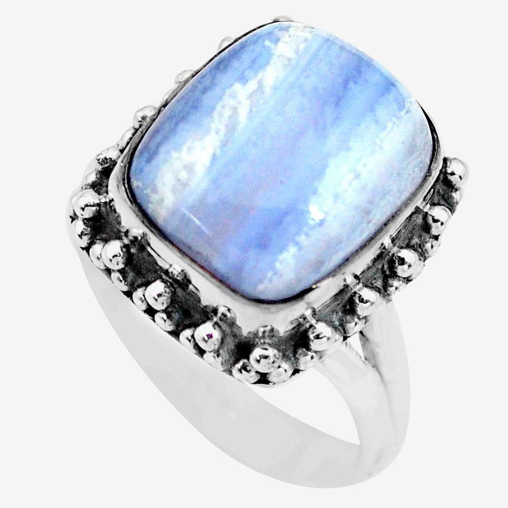 5.12cts natural blue lace agate 925 silver solitaire ring jewelry size 6 p74268