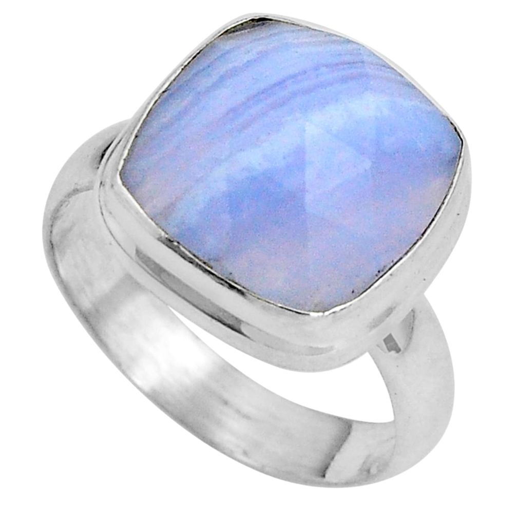 6.84cts natural blue lace agate 925 silver solitaire ring jewelry size 7 p89915