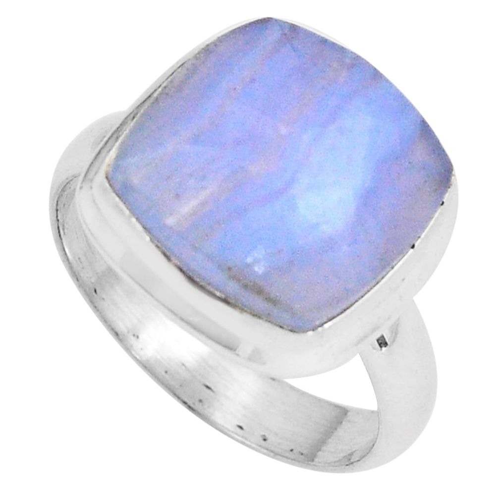 6.53cts natural blue lace agate 925 silver solitaire ring jewelry size 7 p89919