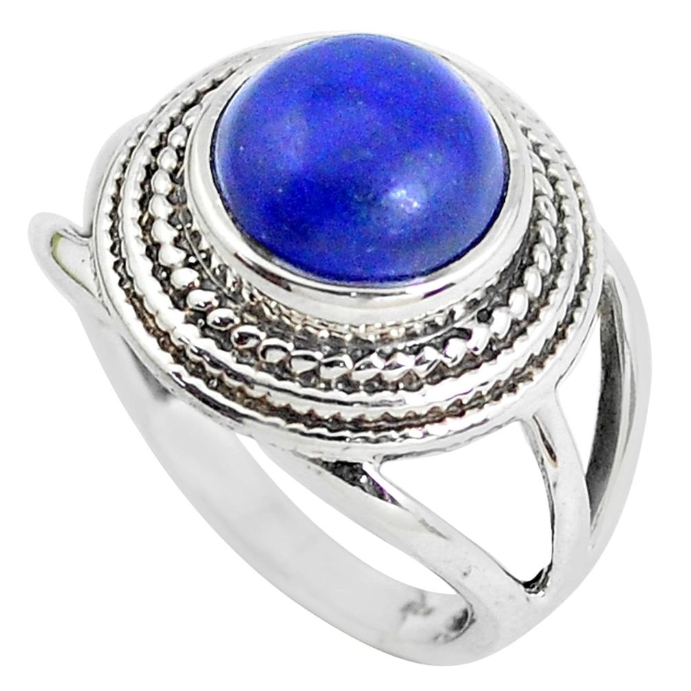 5.83cts natural blue lapis lazuli 925 silver solitaire ring size 8 d31282