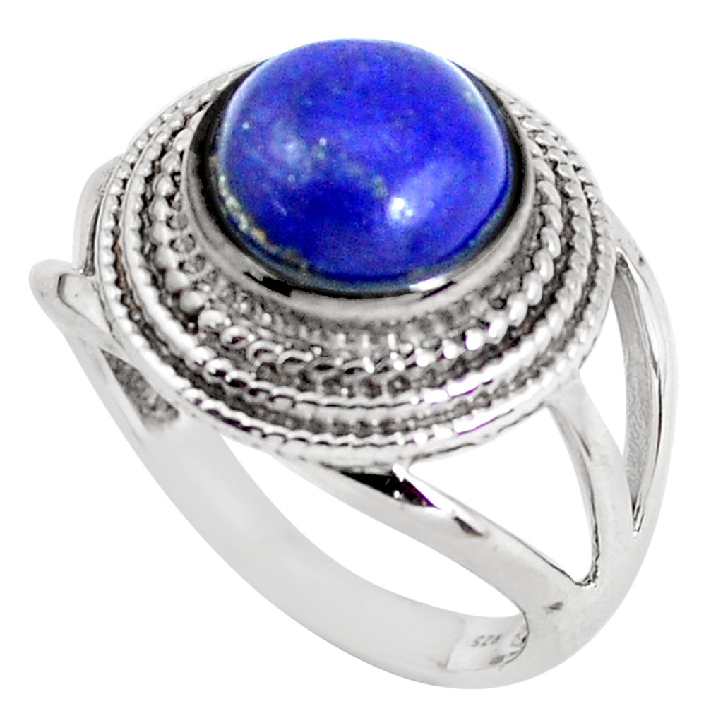 6.80cts natural blue lapis lazuli 925 silver solitaire ring size 9 d31284