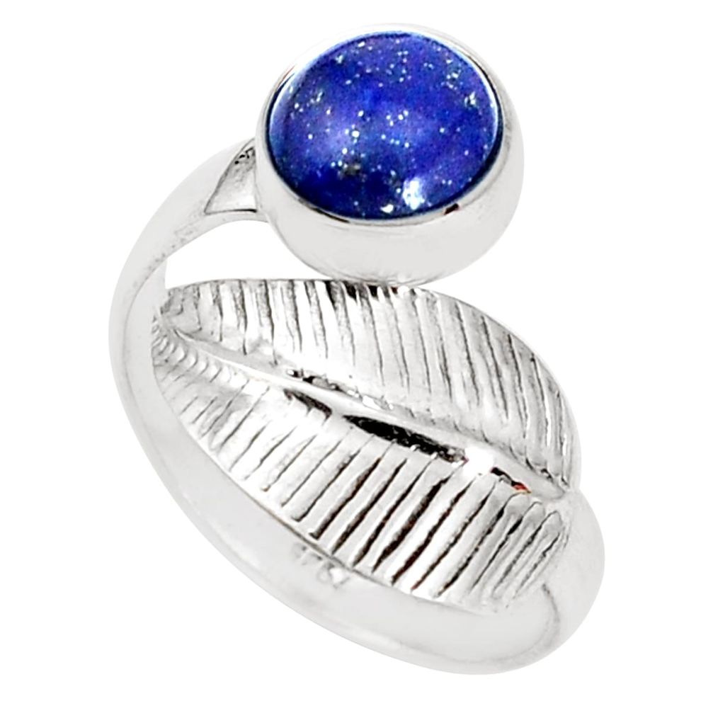 3.65cts natural blue lapis lazuli 925 silver solitaire ring size 9 p33270