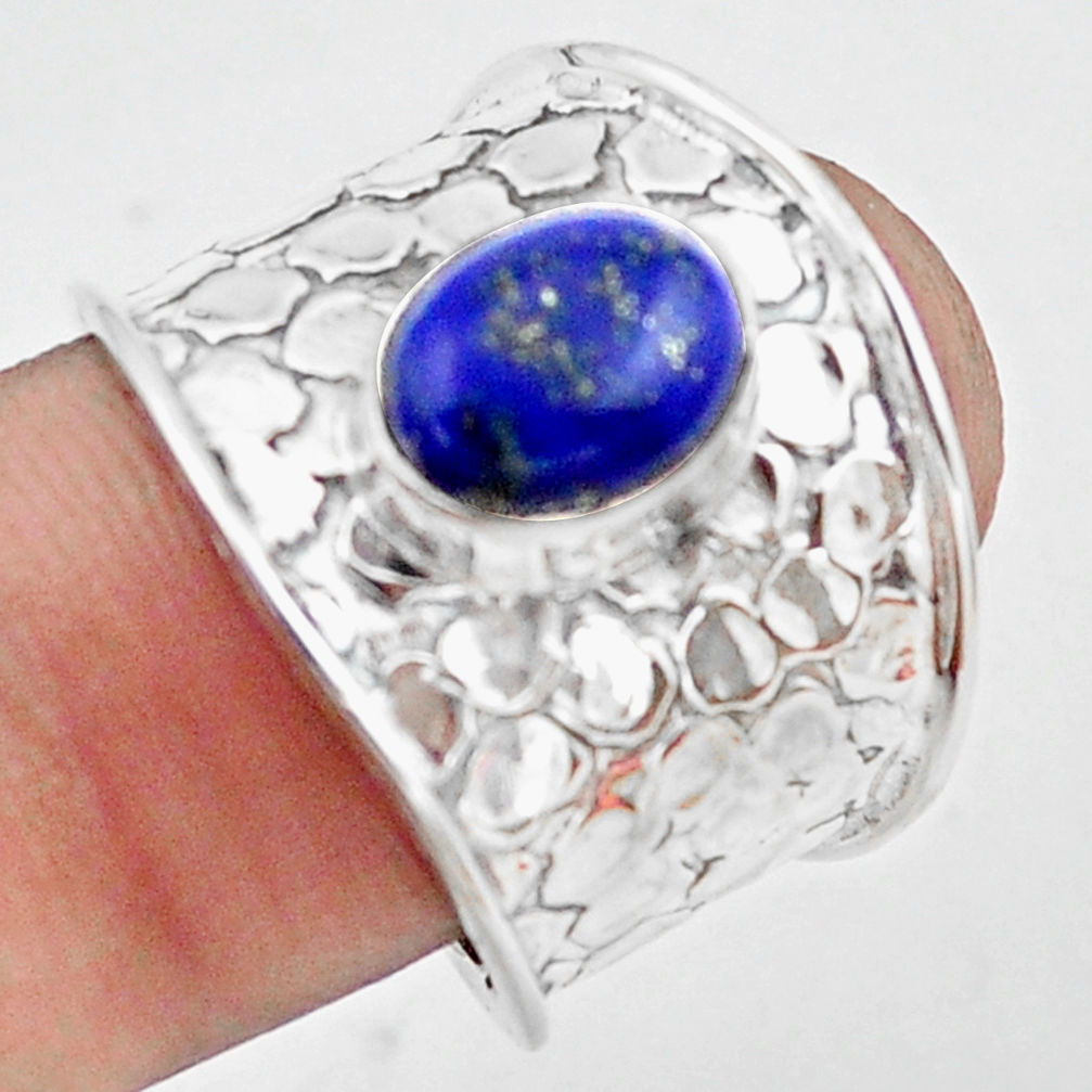 3.23cts natural blue lapis lazuli 925 silver solitaire ring size 8 p74841