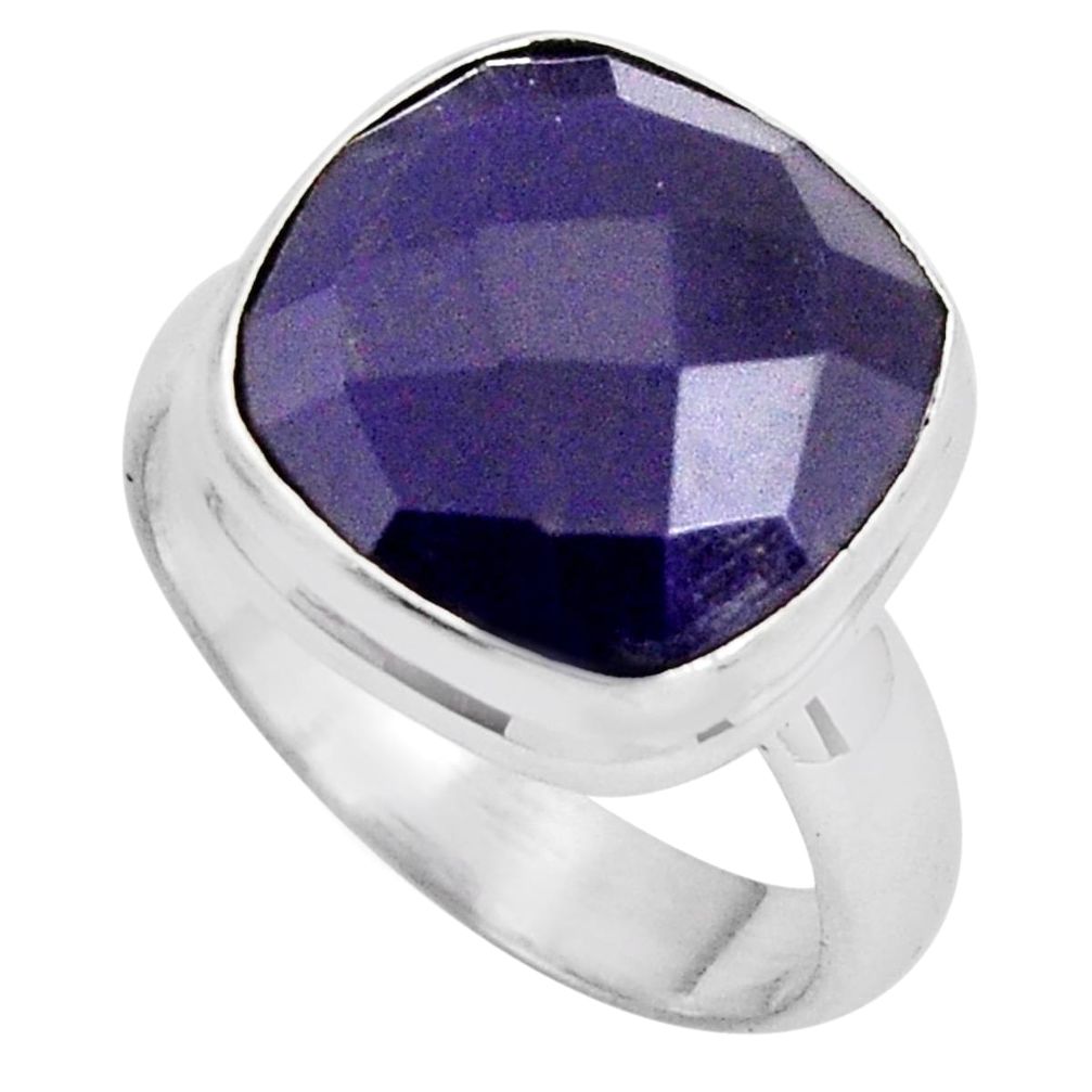 6.53cts natural blue lapis lazuli 925 silver solitaire ring size 6 p89906