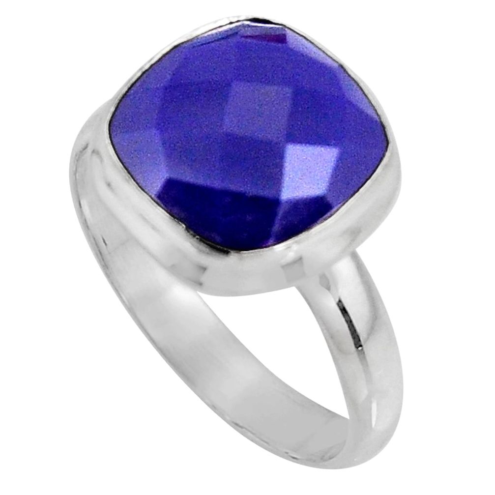 6.51cts natural blue lapis lazuli 925 silver solitaire ring size 10 p92546