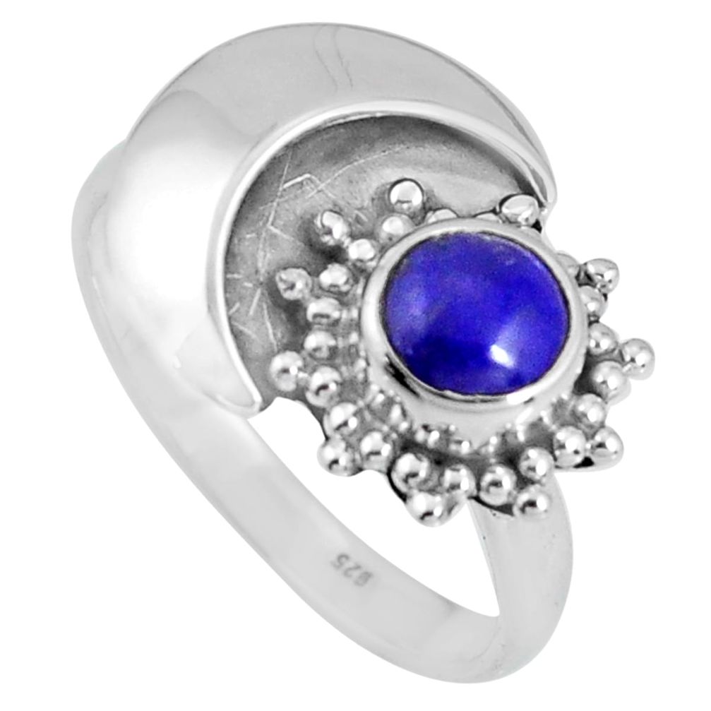 1.48cts natural blue lapis lazuli 925 sterling silver ring size 7.5 d32581