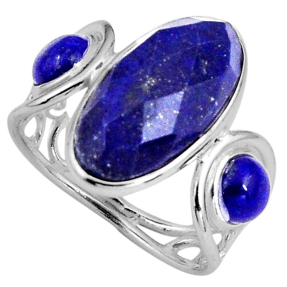 7.66cts natural blue lapis lazuli 925 sterling silver ring jewelry size 6 p89890