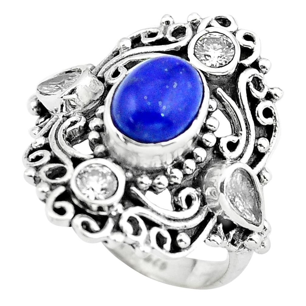 4.82cts natural blue lapis lazuli topaz 925 sterling silver ring size 7 p55948