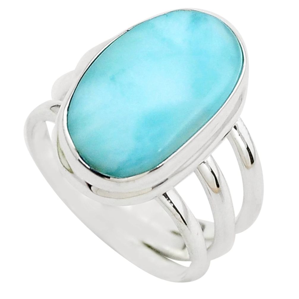 7.78cts natural blue larimar 925 silver solitaire ring jewelry size 7.5 p37991