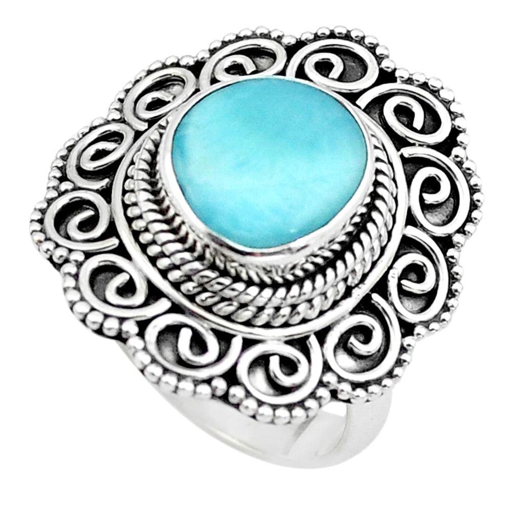 5.51cts natural blue larimar 925 silver solitaire ring jewelry size 7 p38017