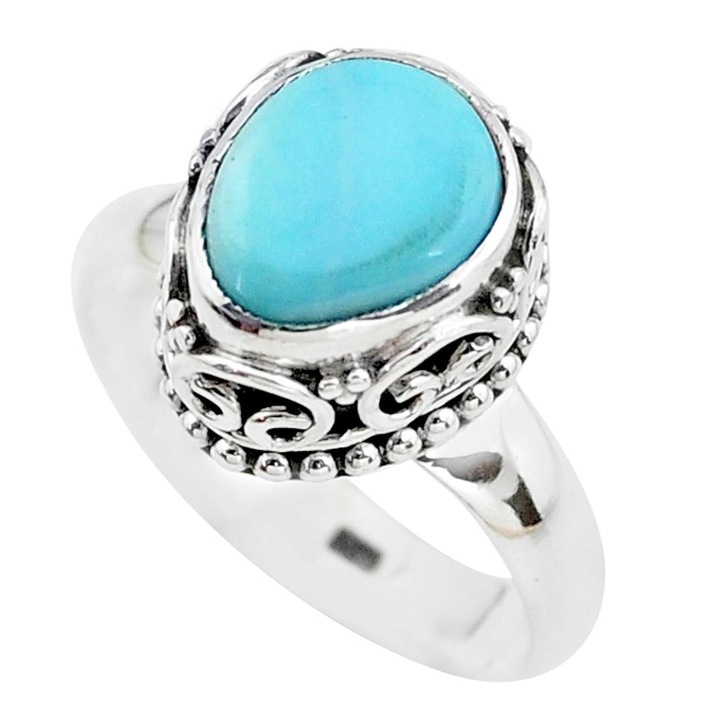 5.30cts natural blue larimar 925 silver solitaire ring jewelry size 8 p38031