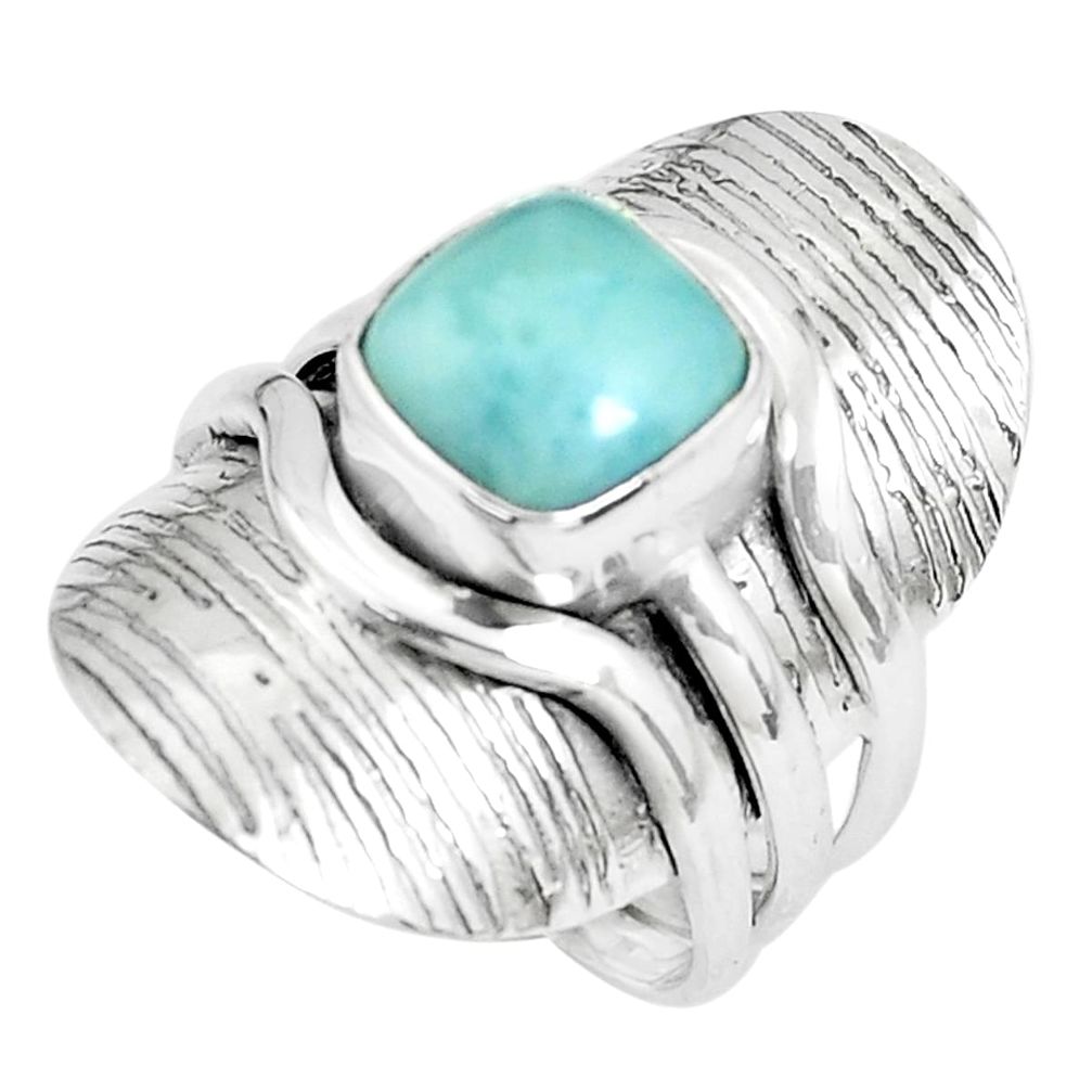 3.35cts natural blue larimar 925 silver solitaire ring jewelry size 6 p61942