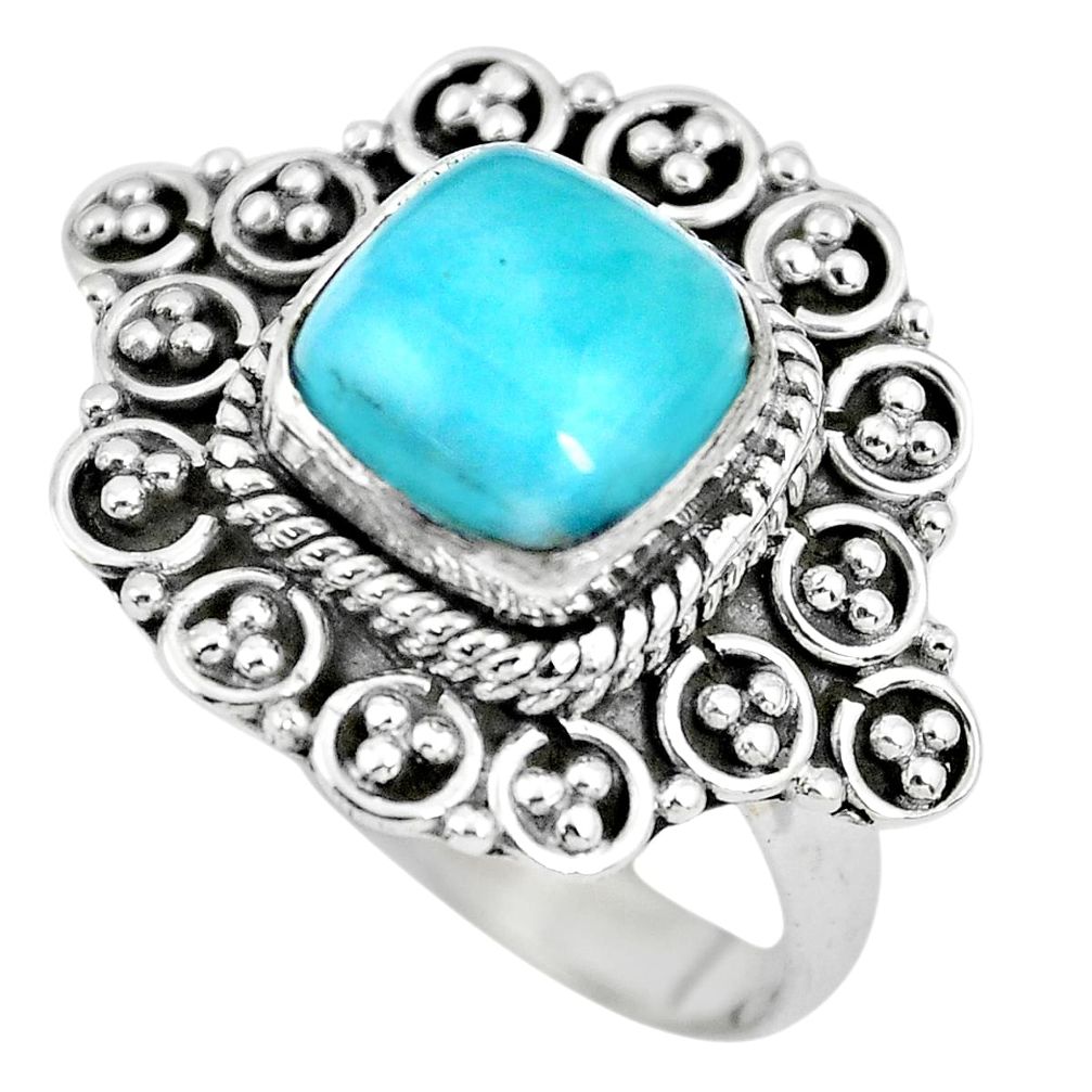 3.13cts natural blue larimar 925 silver solitaire ring jewelry size 7.5 p63066