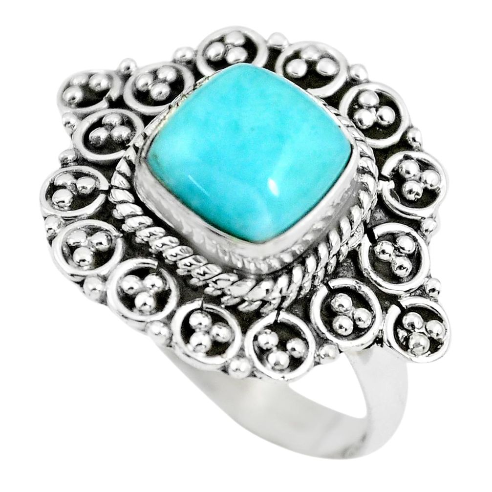 3.14cts natural blue larimar 925 silver solitaire ring jewelry size 8 p63067