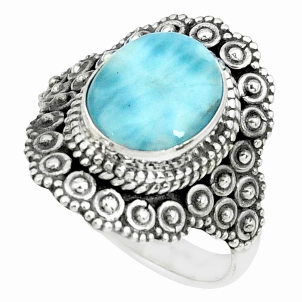 4.53cts natural blue larimar 925 silver solitaire ring jewelry size 7 p66866