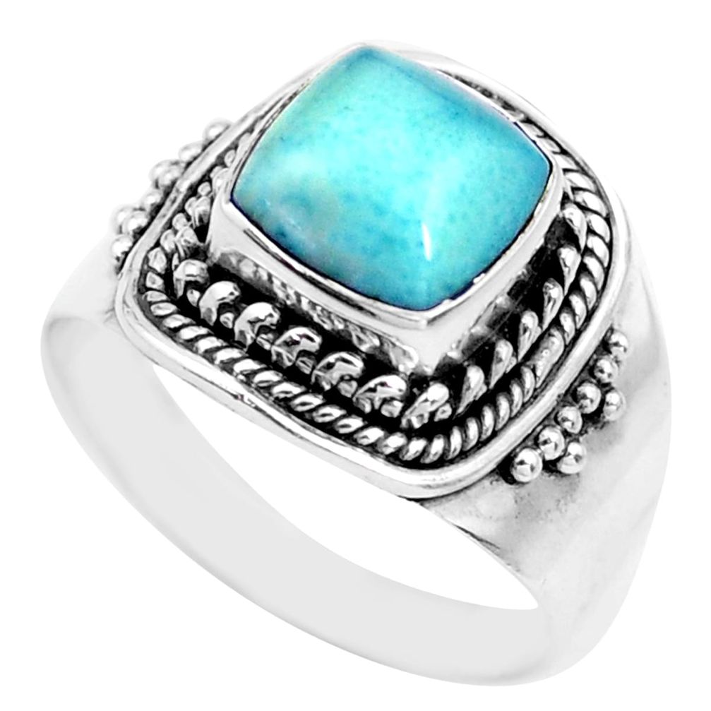 3.40cts natural blue larimar 925 silver solitaire ring jewelry size 7 p71581