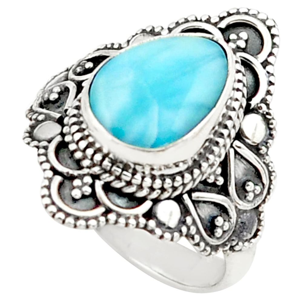 8.49cts natural blue larimar 925 silver solitaire ring jewelry size 7 p74893