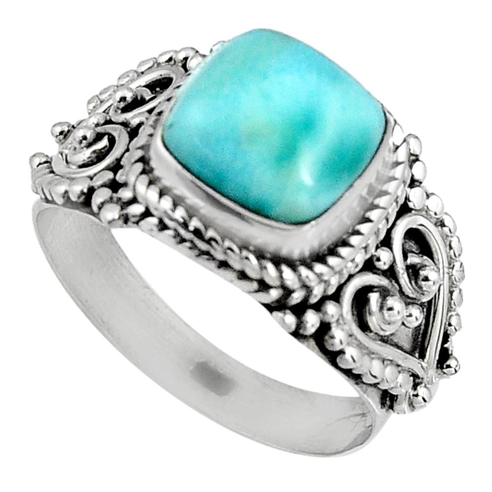 3.36cts natural blue larimar 925 silver solitaire ring jewelry size 6.5 p90122
