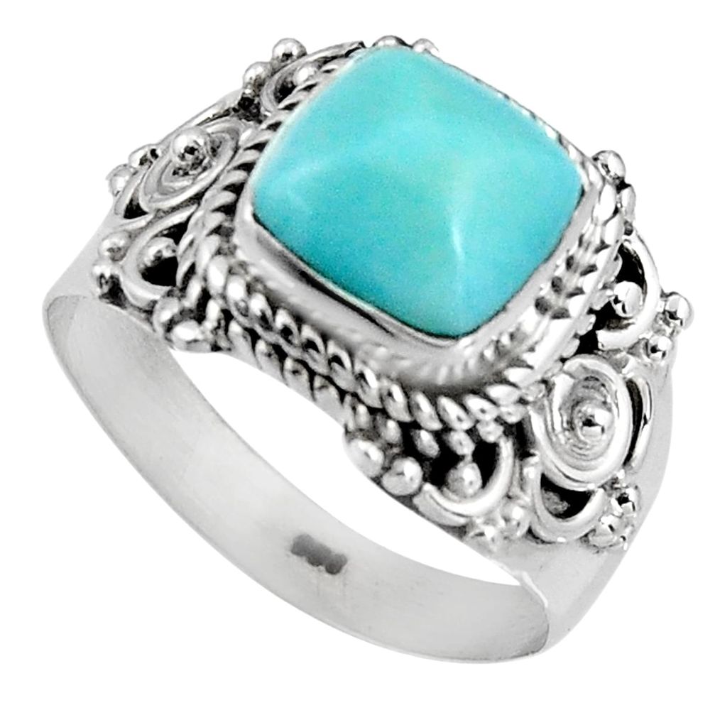 3.19cts natural blue larimar 925 silver solitaire ring jewelry size 6.5 p90123