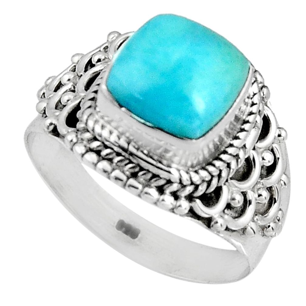 3.52cts natural blue larimar 925 silver solitaire ring jewelry size 7 p90126