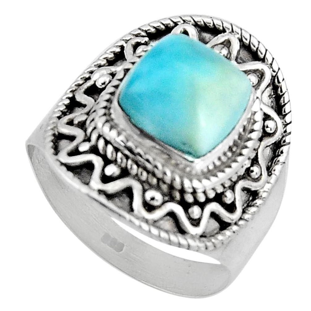 3.41cts natural blue larimar 925 silver solitaire ring jewelry size 6.5 p90130