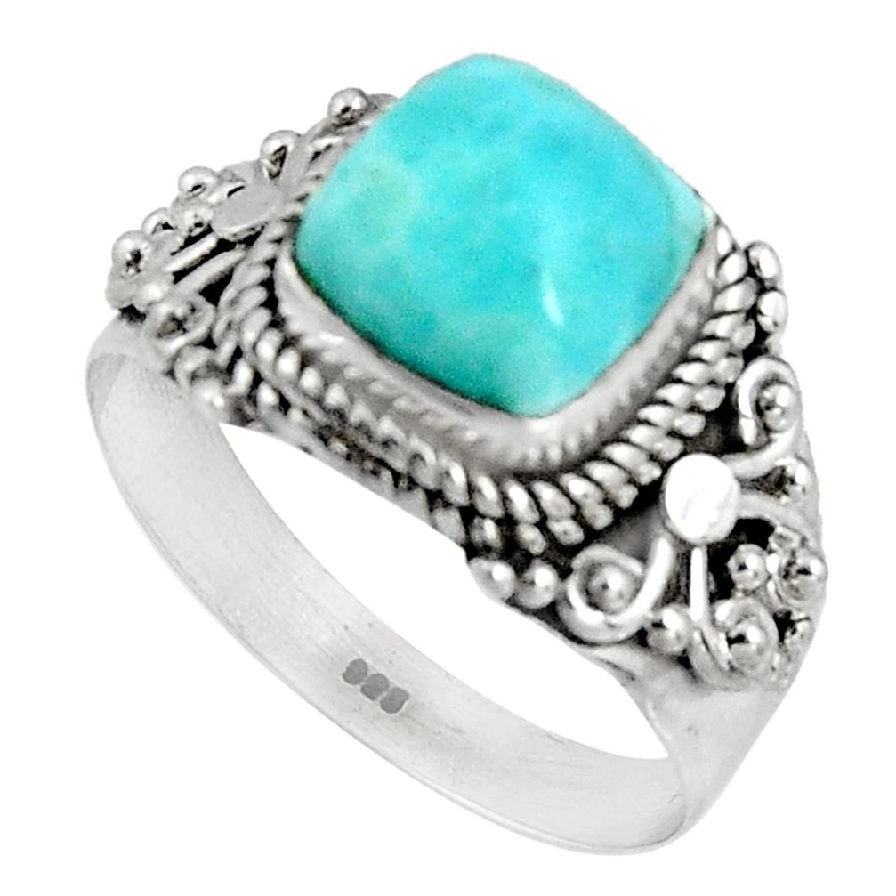 3.01cts natural blue larimar 925 silver solitaire ring jewelry size 7 p90137