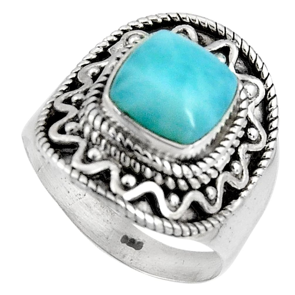 3.65cts natural blue larimar 925 silver solitaire ring jewelry size 7 p90139