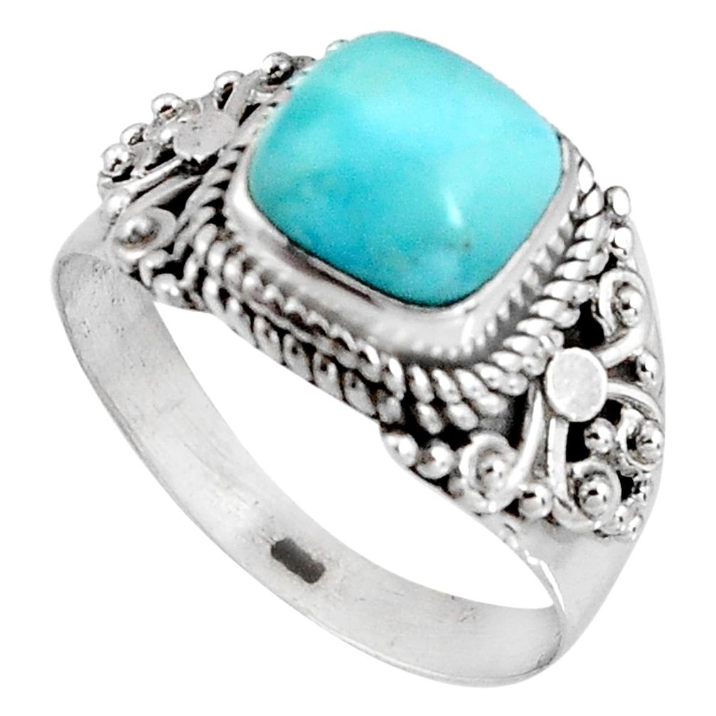 3.18cts natural blue larimar 925 silver solitaire ring jewelry size 8.5 p90140