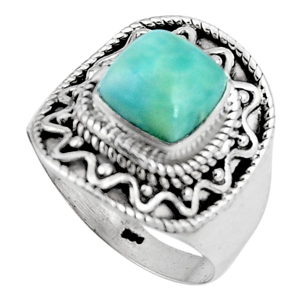 3.16cts natural blue larimar 925 silver solitaire ring jewelry size 7 p92505