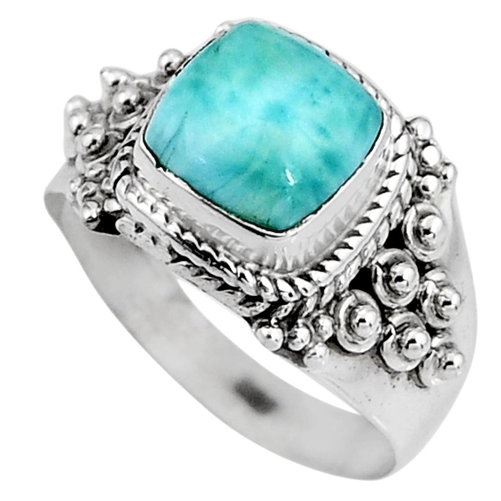 3.36cts natural blue larimar 925 silver solitaire ring jewelry size 7 p92506