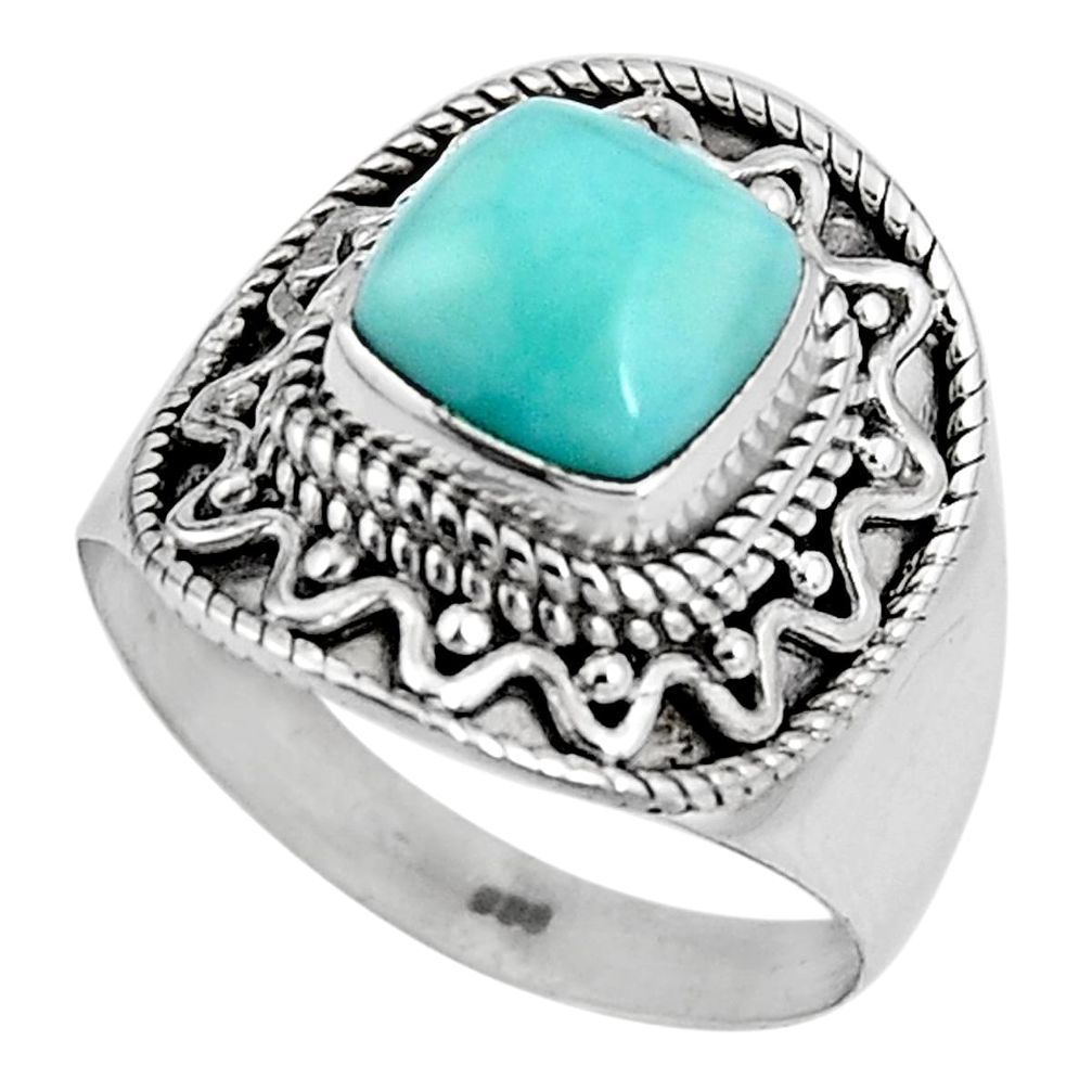 3.27cts natural blue larimar 925 silver solitaire ring jewelry size 8 p92510