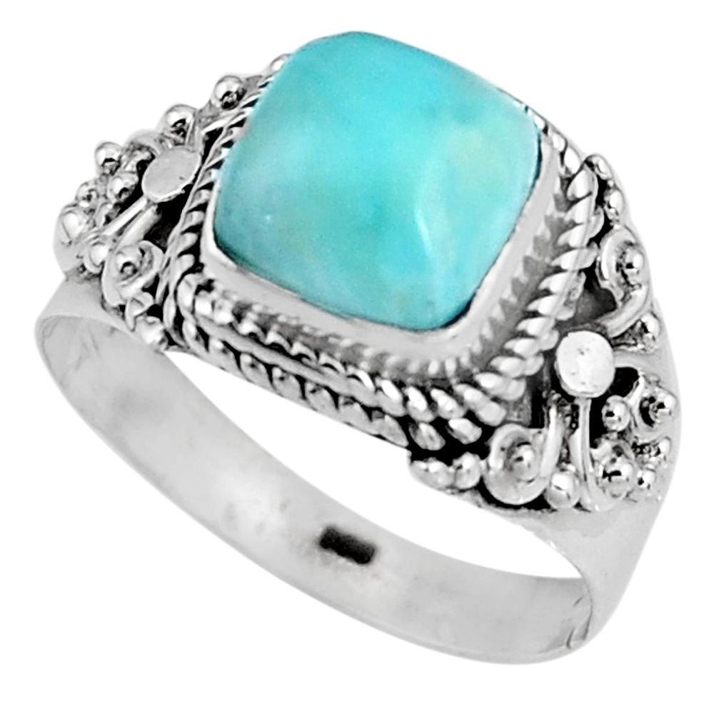 3.35cts natural blue larimar 925 silver solitaire ring jewelry size 8 p92511