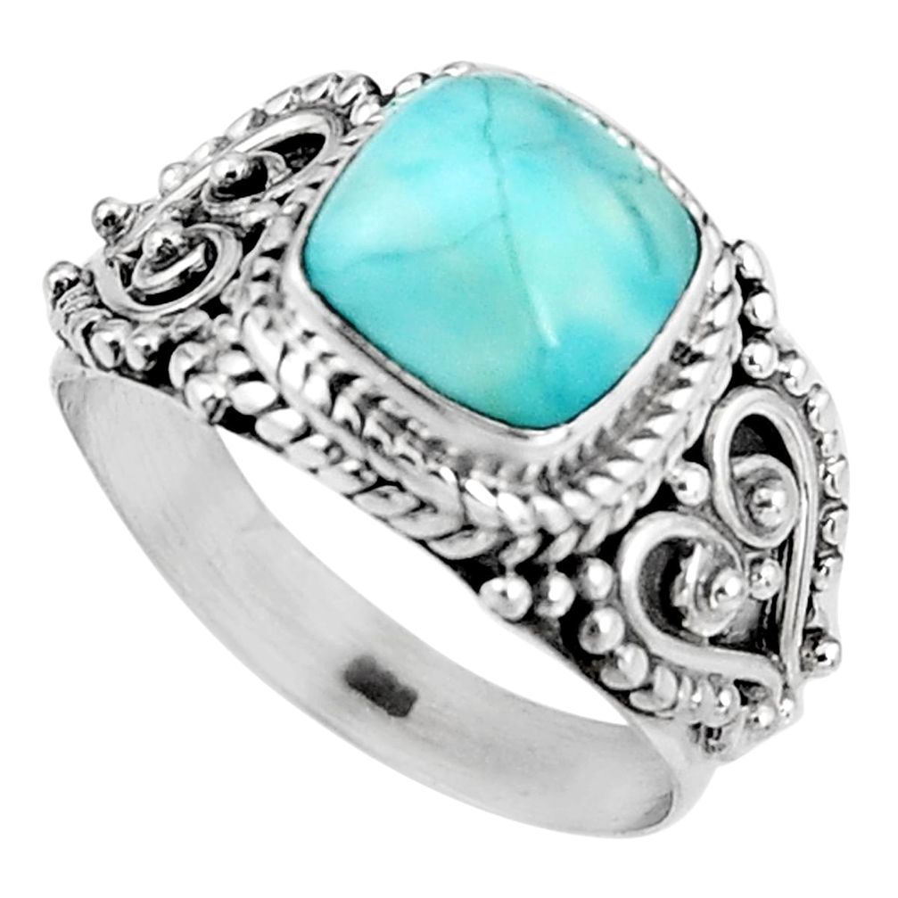 3.52cts natural blue larimar 925 silver solitaire ring jewelry size 7 p92517