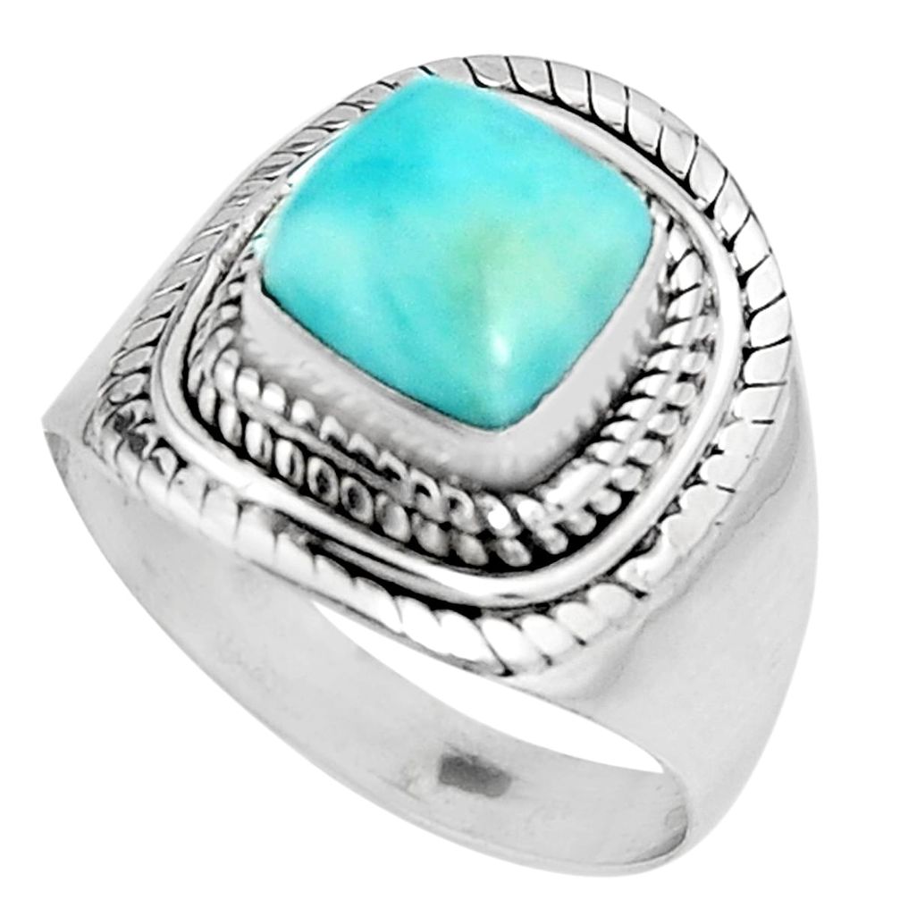 3.42cts natural blue larimar 925 silver solitaire ring jewelry size 7.5 p92518
