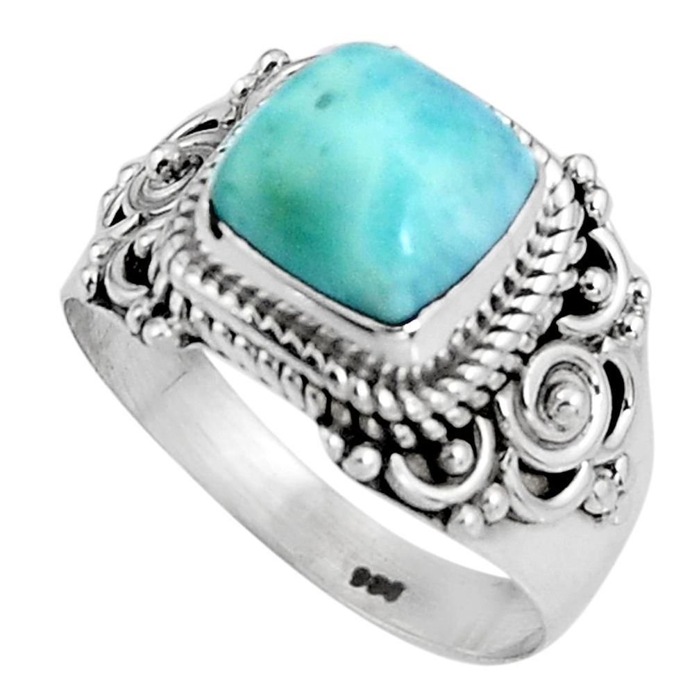 2.99cts natural blue larimar 925 silver solitaire ring jewelry size 6.5 p92530