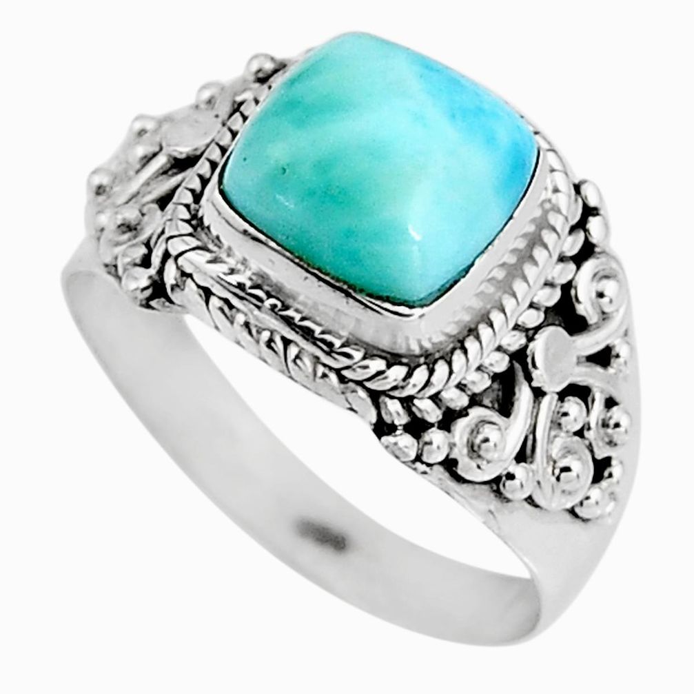 3.18cts natural blue larimar 925 silver solitaire ring jewelry size 6.5 p92533