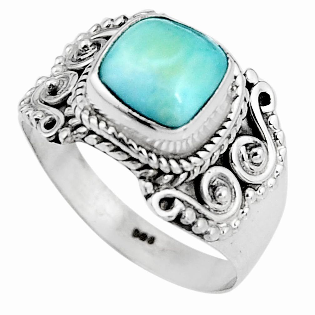 3.35cts natural blue larimar 925 silver solitaire ring jewelry size 8 p92540